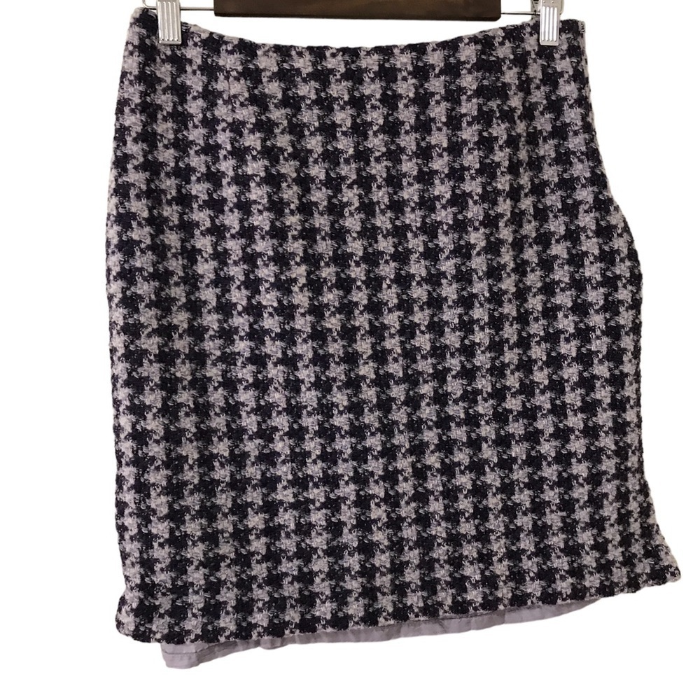 Amanda smith wool blend purple lavender houndstooth midi skirt